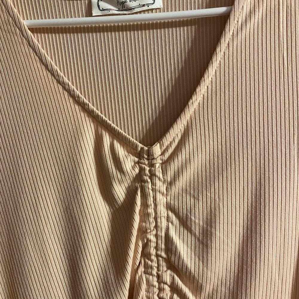 Pink ribbon tied top